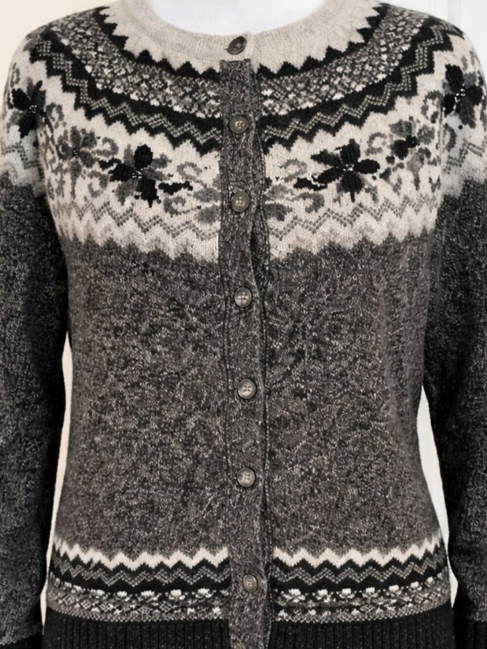 Eddie Bauer XL Fair Isle Lambswool Nordic Cardigan